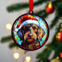 Dachshund Wirehaired in Santa Hat Suncatcher Decoration